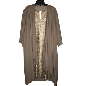 NWOT Cream Midi Dress with Cardigan 2-Piece Set Womens Sz 10 Wedding Party